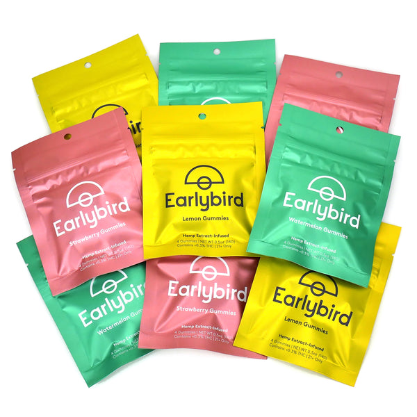 Earlybird CBD - Full Spectrum CBD Gummies - Flavor Trio - 4 Pack - 9 Pouches