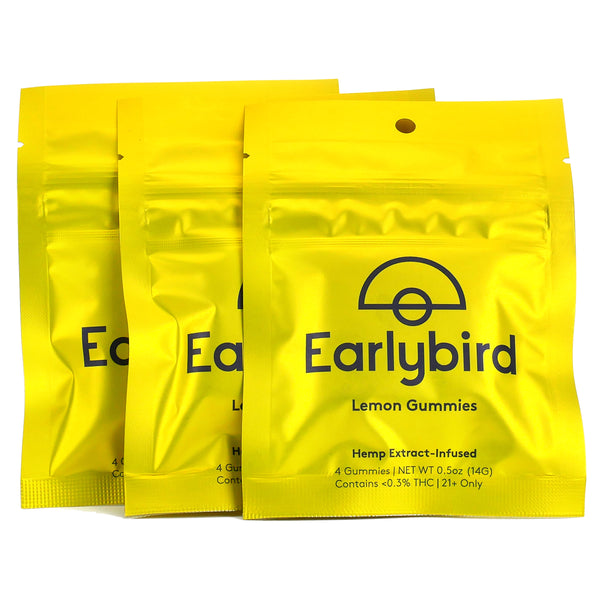 Earlybird CBD - Full Spectrum CBD Gummies - Lemon - 4 Pack - 3 Pouches
