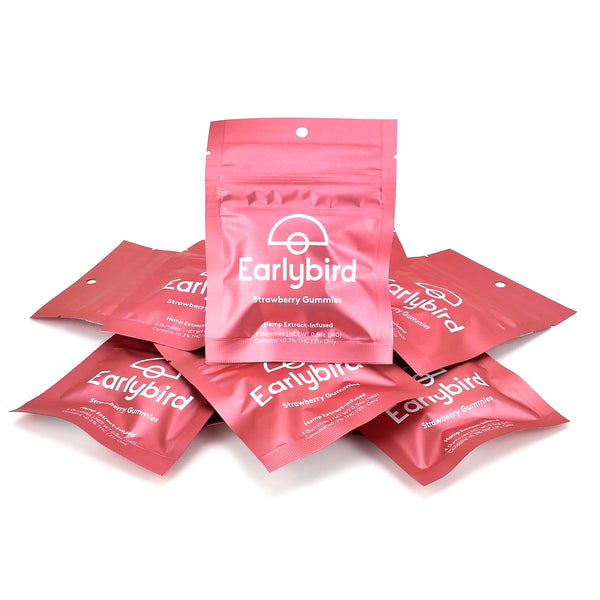 Earlybird CBD - Full Spectrum CBD Gummies - Strawberry - 4 Pack - 9 Pouches