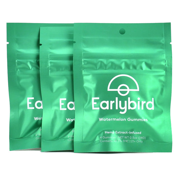 Earlybird CBD - Full Spectrum CBD Gummies - Watermelon - 4 Pack - 3 Pouches